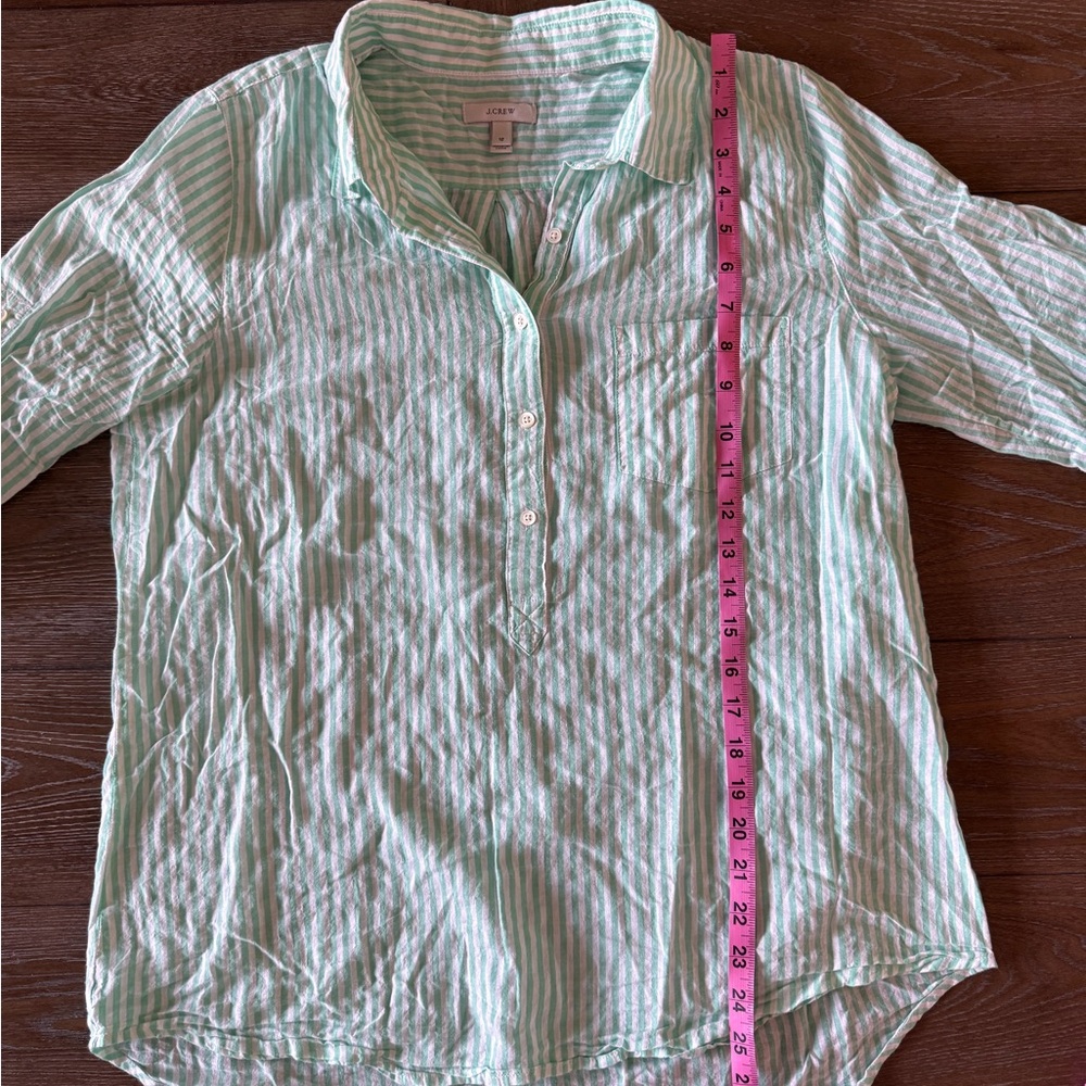 J. Crew Mint Striped Button-Up Shirt
